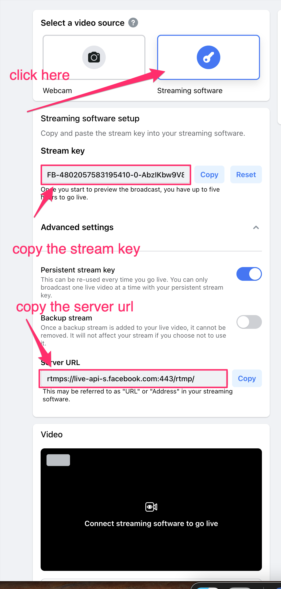 How to get URL of live Facebook videos