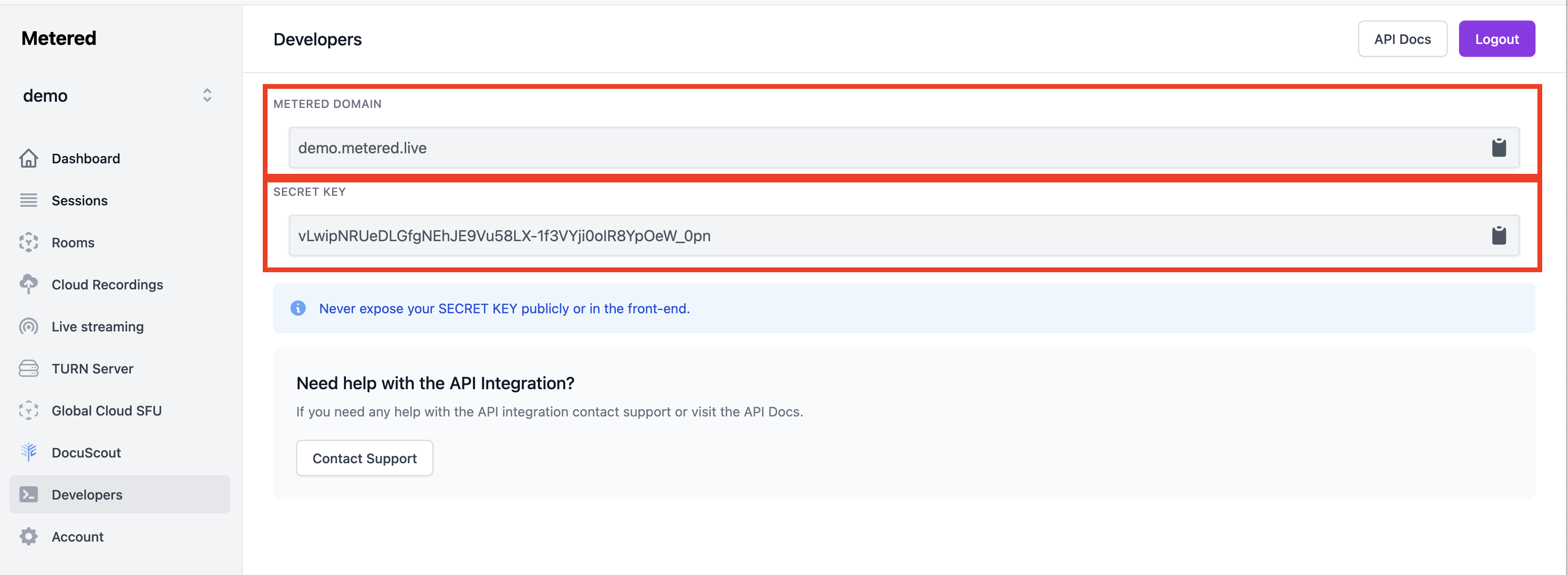 Metered Developers Page