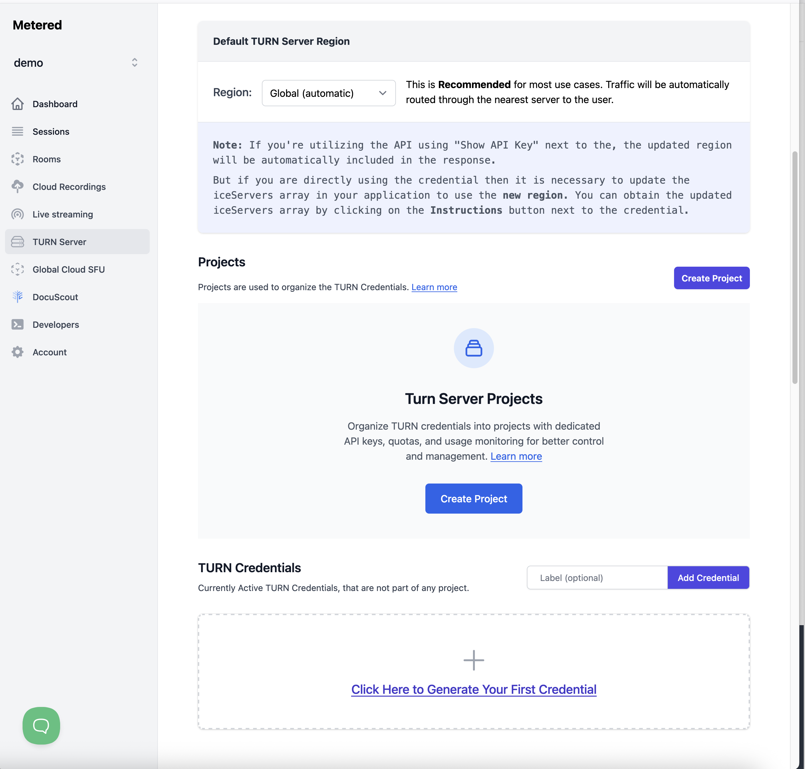 TURN Server Dashboard
