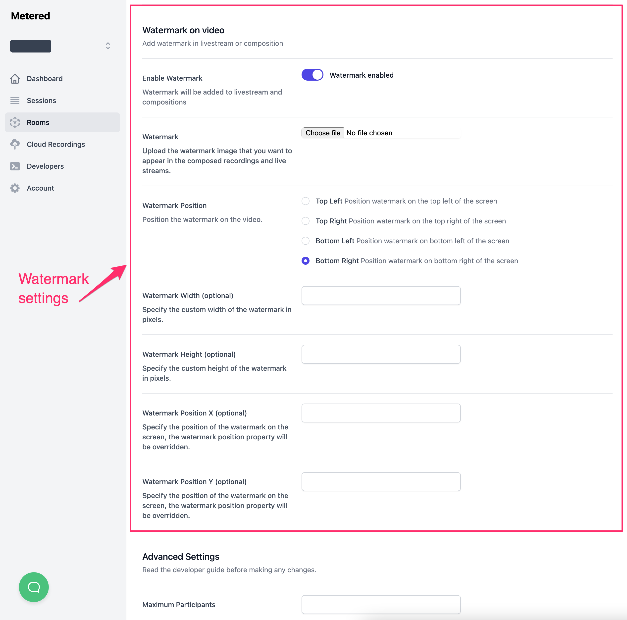 watermark settings