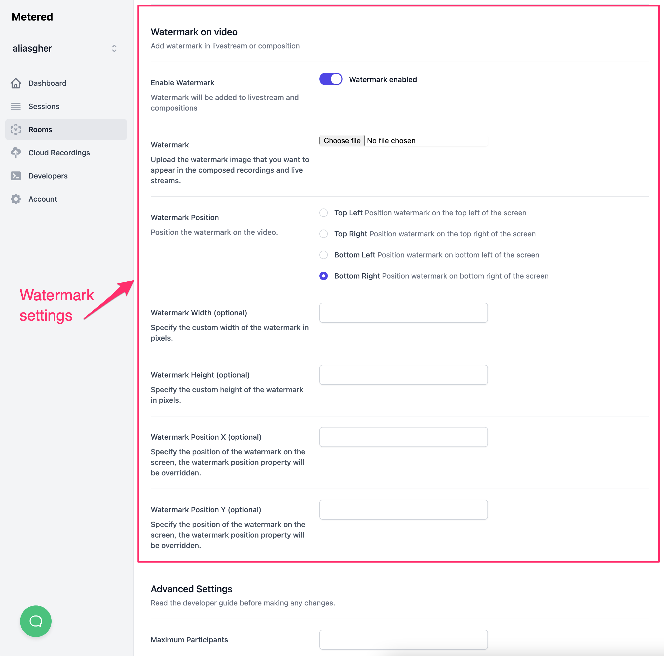 watermark settings